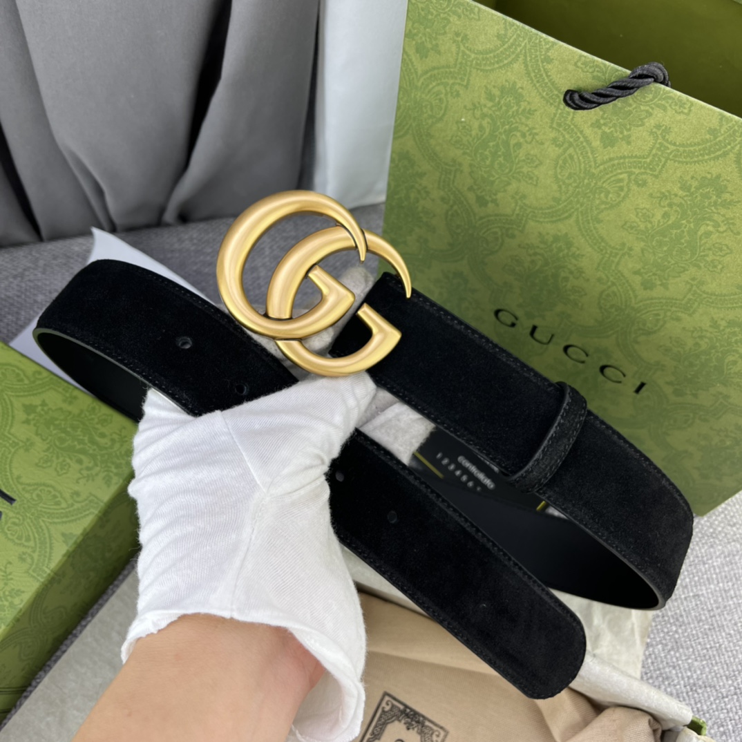 New GUCCI Gucchi Collection: Geometrical Design with Cow Hide, Double G-Band Button Belt - 图片 8