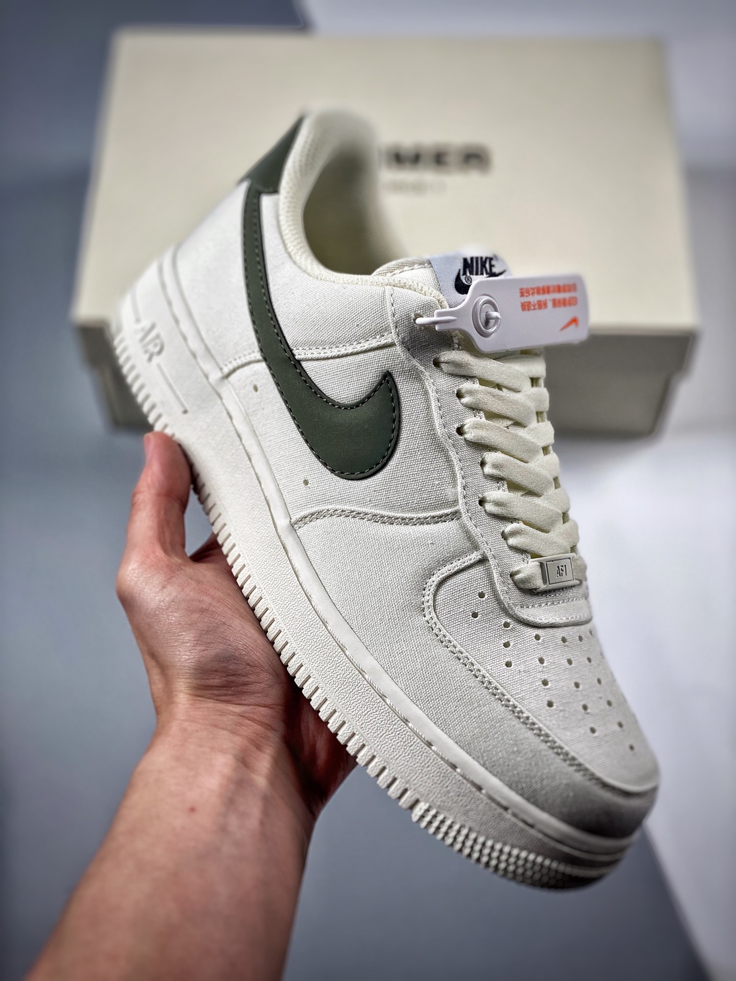 -3 Nike Air Force 1 '07 verde militar lona zapatillas de skate casuales de caña baja Air Force One reflectante 3m tela …
