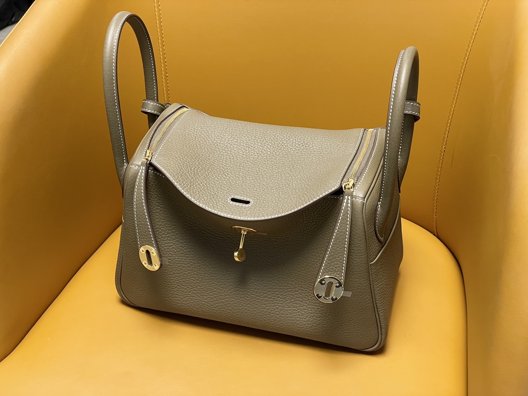 Hermes Lindy Crossbody & Shoulder Bags Elephant Grey Gold Yellow Hardware