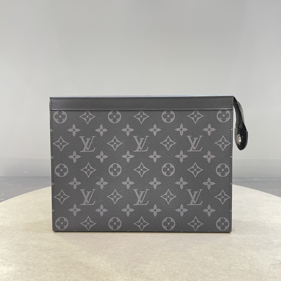 Louis Vuitton Handbags Clutches & Pouch Bags sell Online
 Black Grey Monogram Canvas Cowhide Pochette M61692