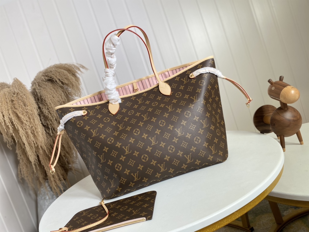 Louis Vuitton LV Neverfull Bags Handbags Apricot Color Pink Red White Damier Azur Canvas Fashion M40995