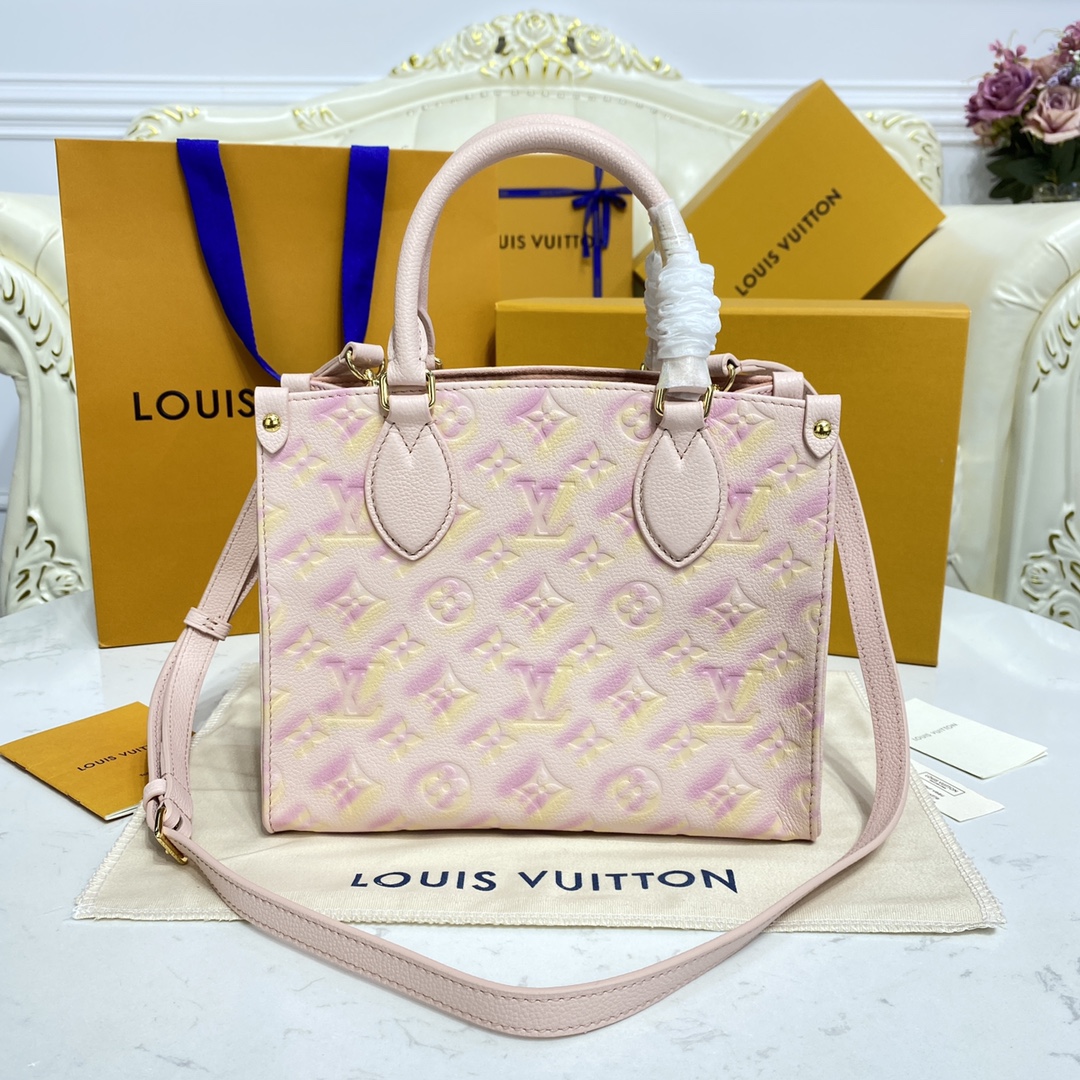 Louis Vuitton LV Onthego Handbags Tote Bags Blue Pink Printing Mini M46168