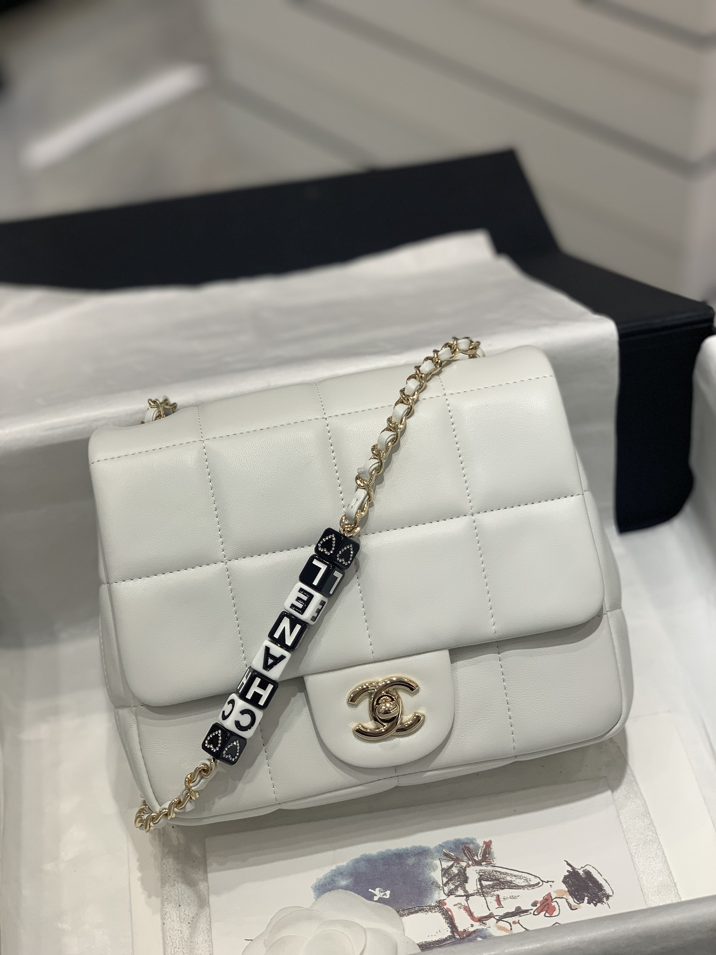 Chanel Crossbody & Shoulder Bags Black Blue White Spring Collection Chains