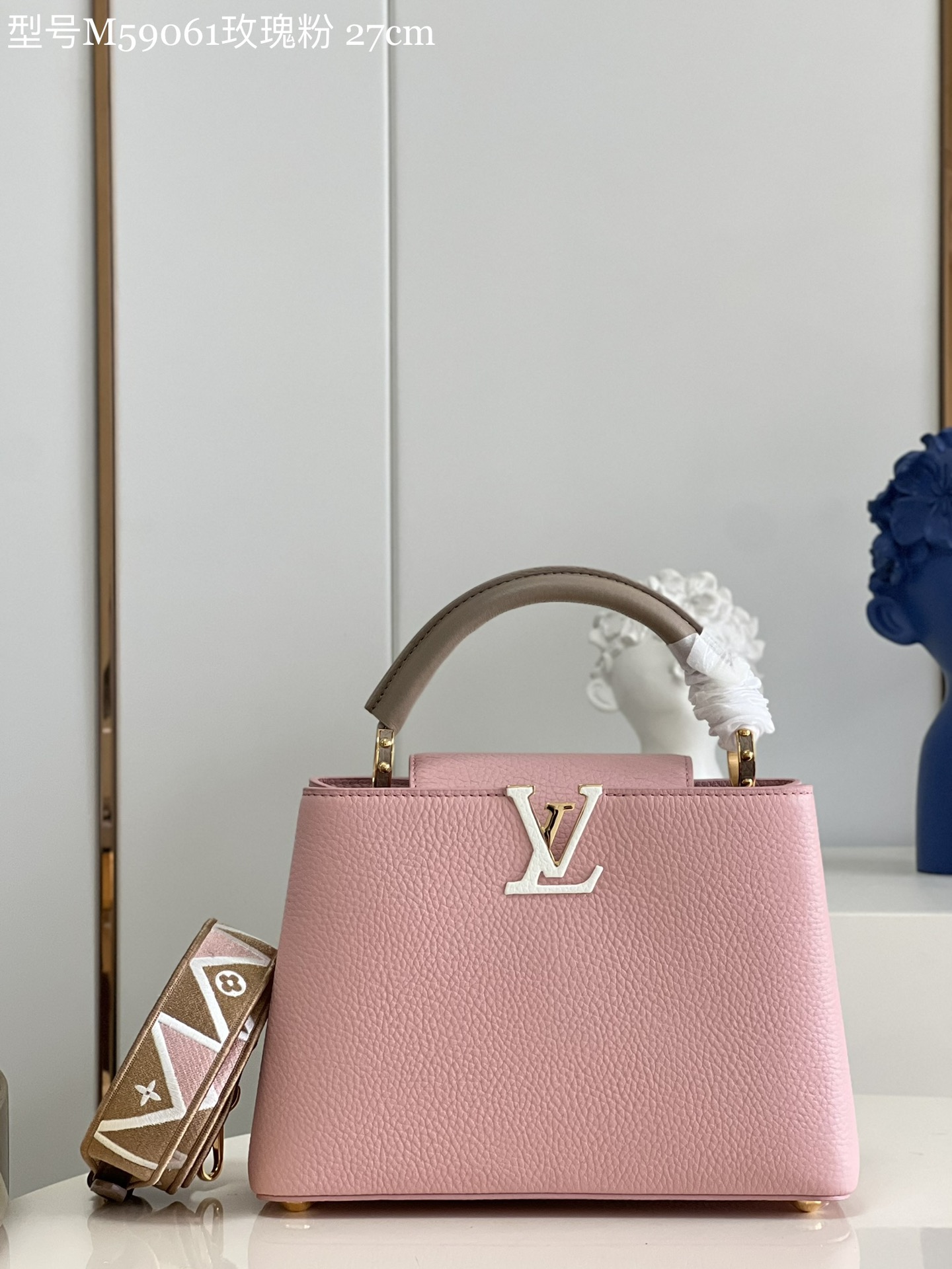Wholesale Replica
 Louis Vuitton LV Capucines Bags Handbags Pink Rose Calfskin Cowhide M59061