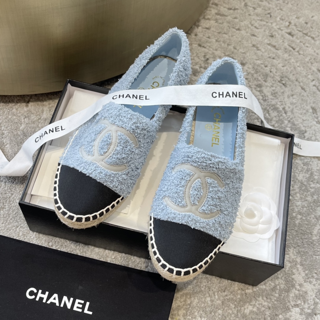 CHANEL эспадрильи классические комбинированные из текстиля и кожи импортный текстиль кожа овцы из бутика подходят для дома и путешествий