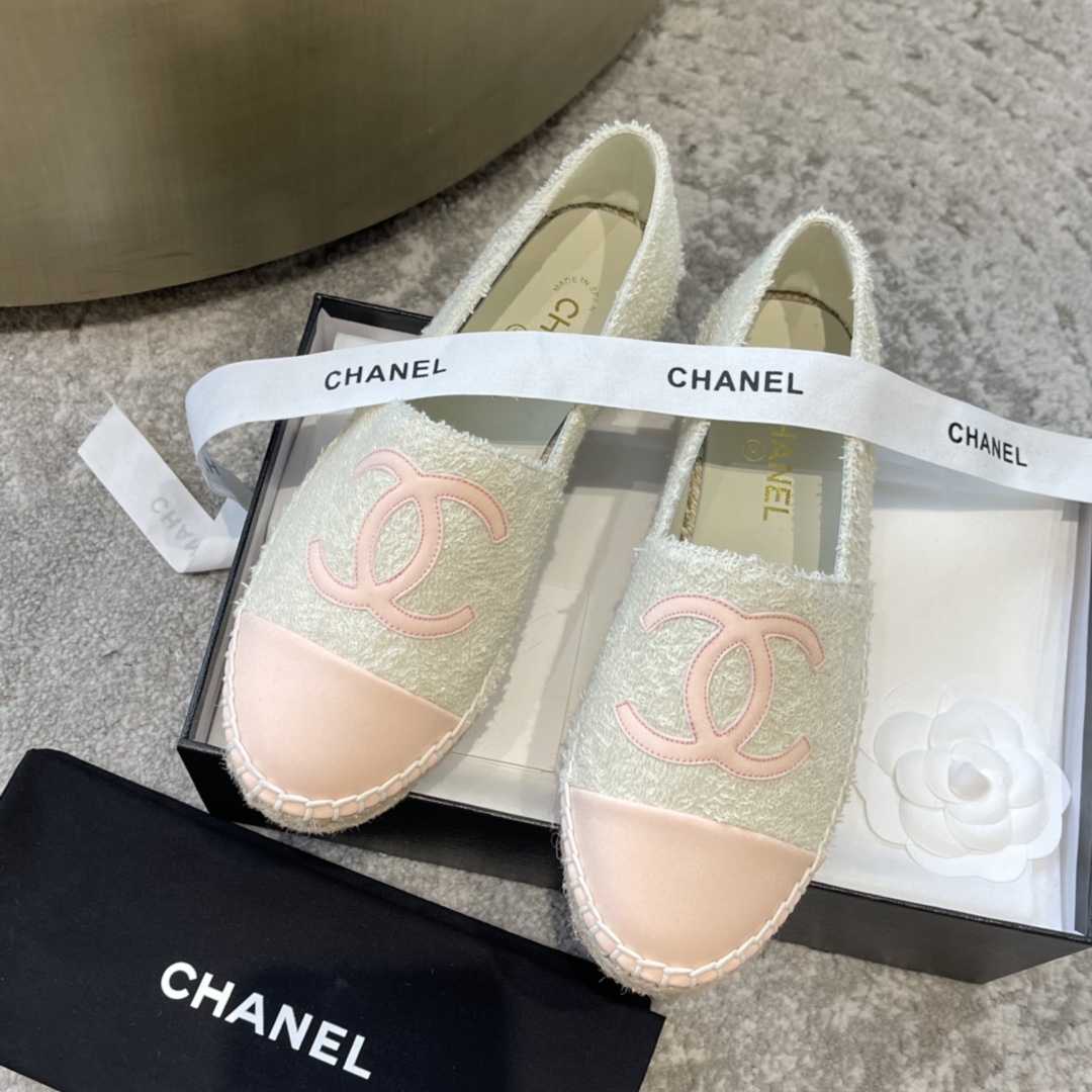 CHANEL эспадрильи классические комбинированные из текстиля и кожи импортный текстиль кожа ягнёнка из бутика подходят для дома и путешествий