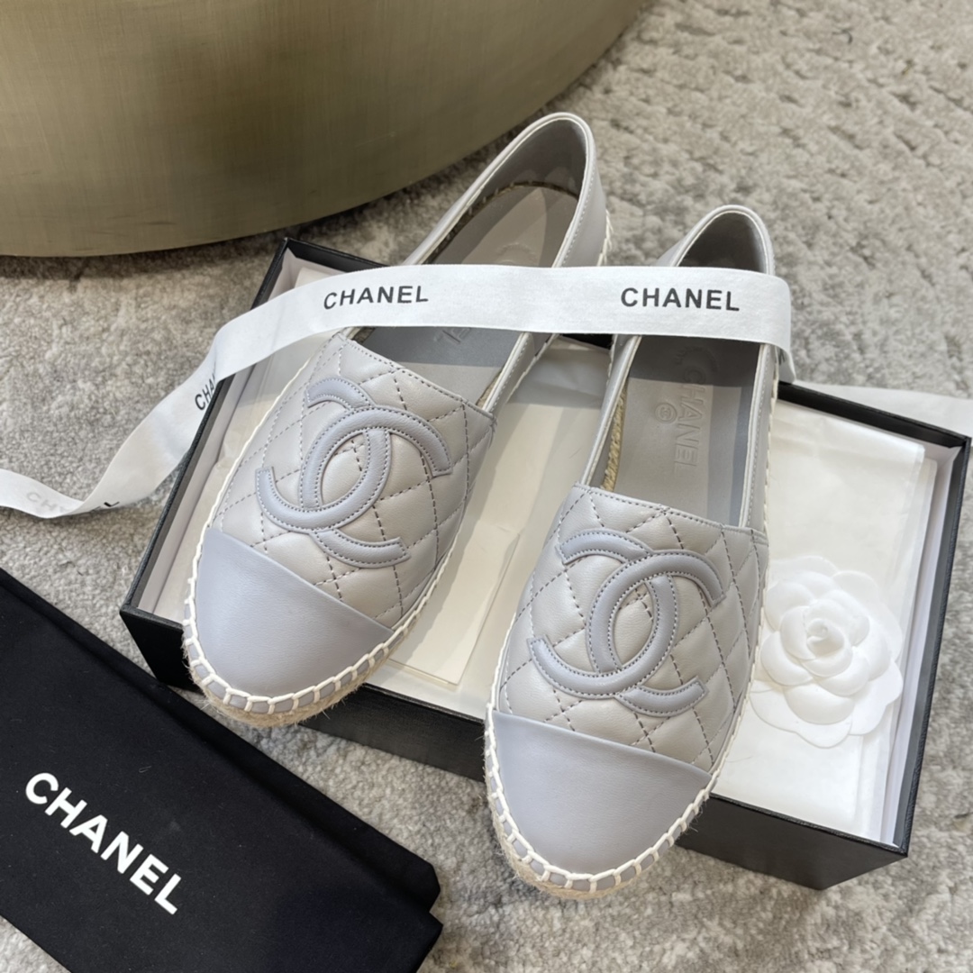 CHANEL эспадрильи классические комбинированные из текстиля и кожи импортный текстиль кожа овцы из бутика подходят для дома и путешествий