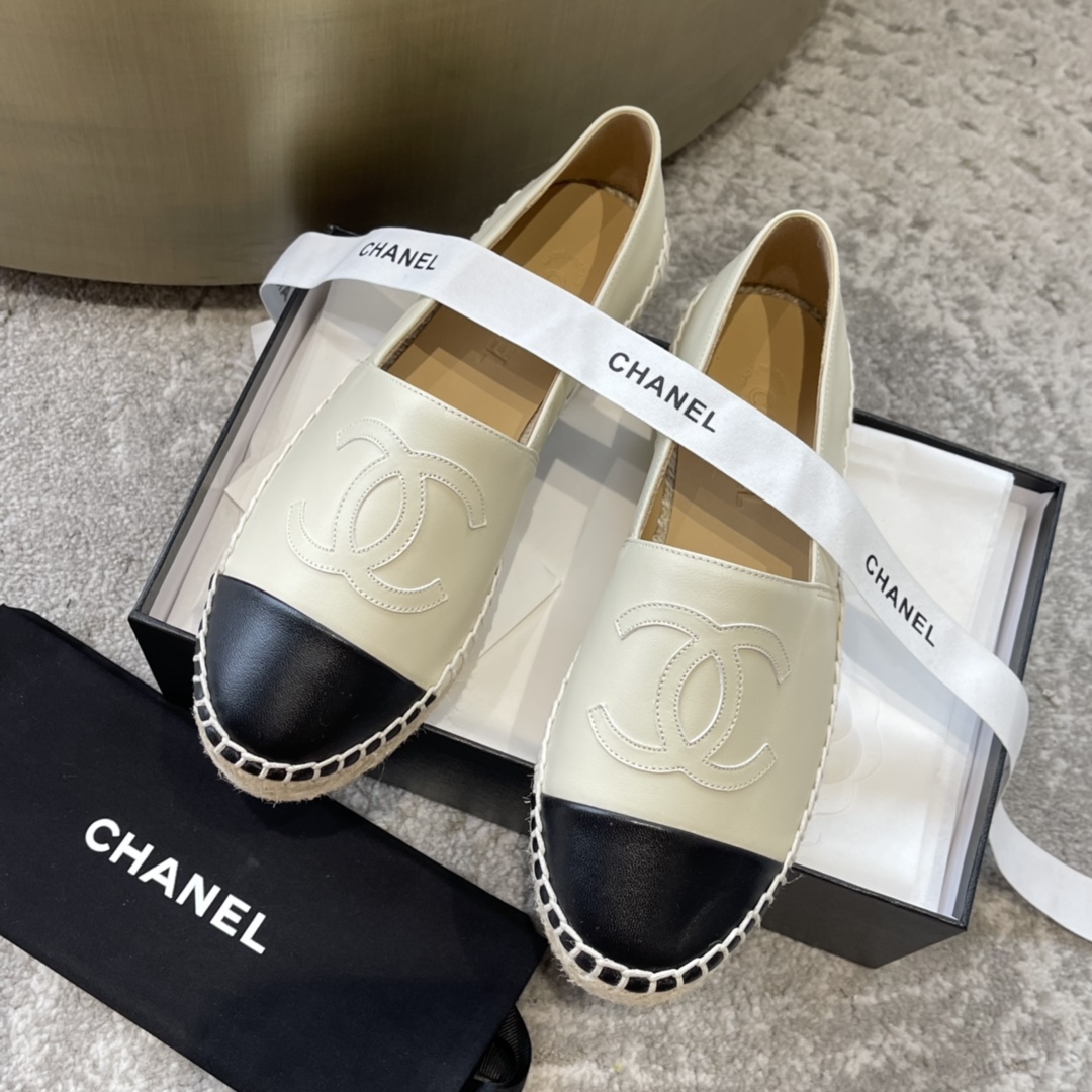 CHANEL эспадрильи классические комбинированные из текстиля и кожи импортный текстиль кожа овцы из бутика подходят для дома и путешествий