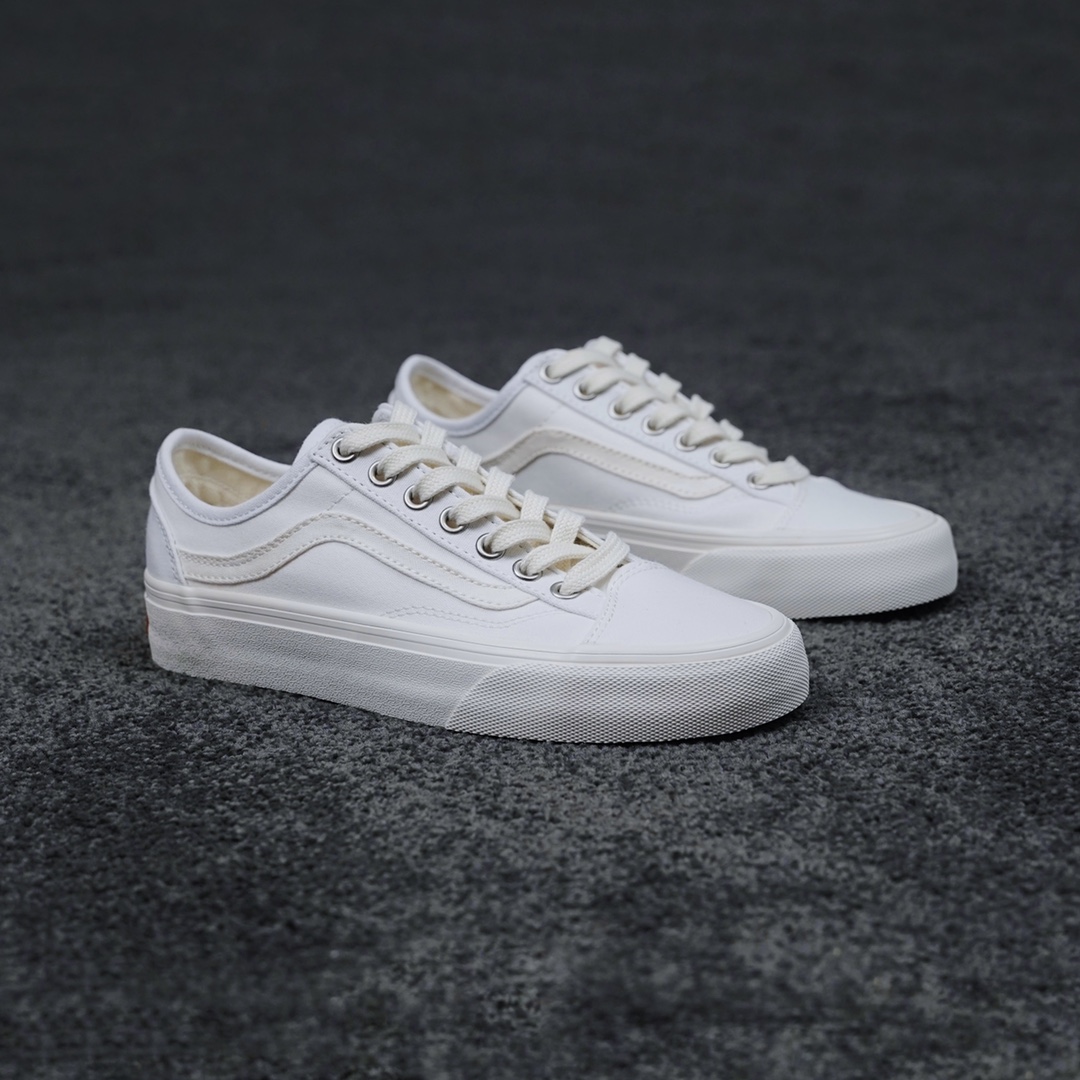 G0 Vans Eco Theory Old Skool Tapered轻便透气 经典白色低帮休闲硫化板鞋
