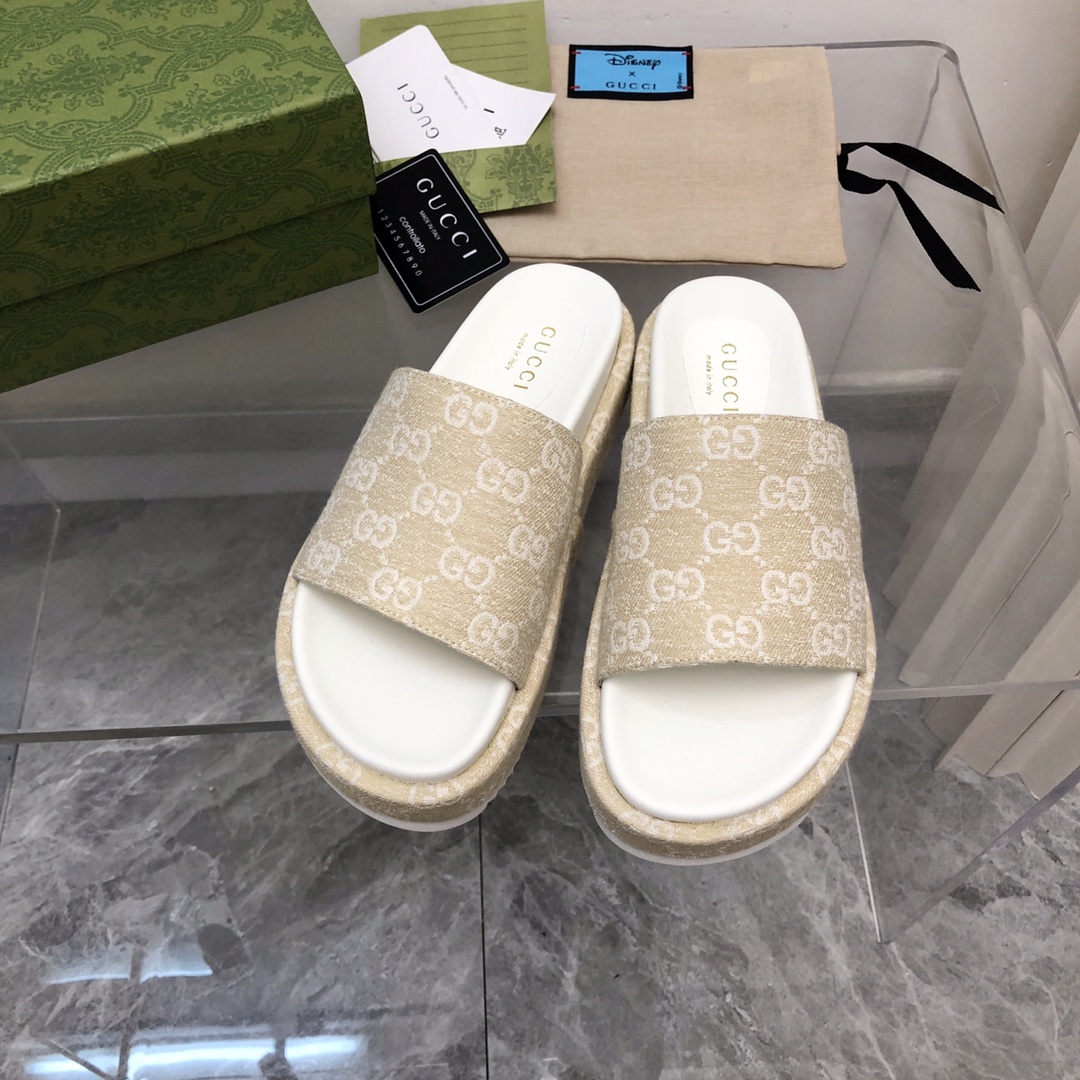 Gucci Aaa
 Buty Letnie kapcie Drukowanie Skóra owcza