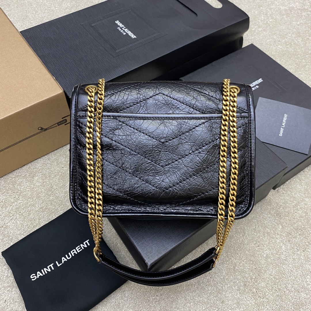 Saint Laurent Niki Baby Black Leather Shoulder Bag, 22cm 3 i1654765504 1088 1