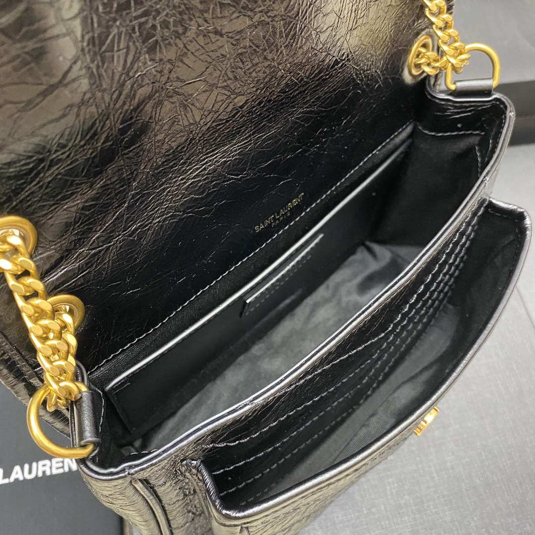 Saint Laurent Niki Baby Black Leather Shoulder Bag, 22cm 9 i1654765504 2587 5