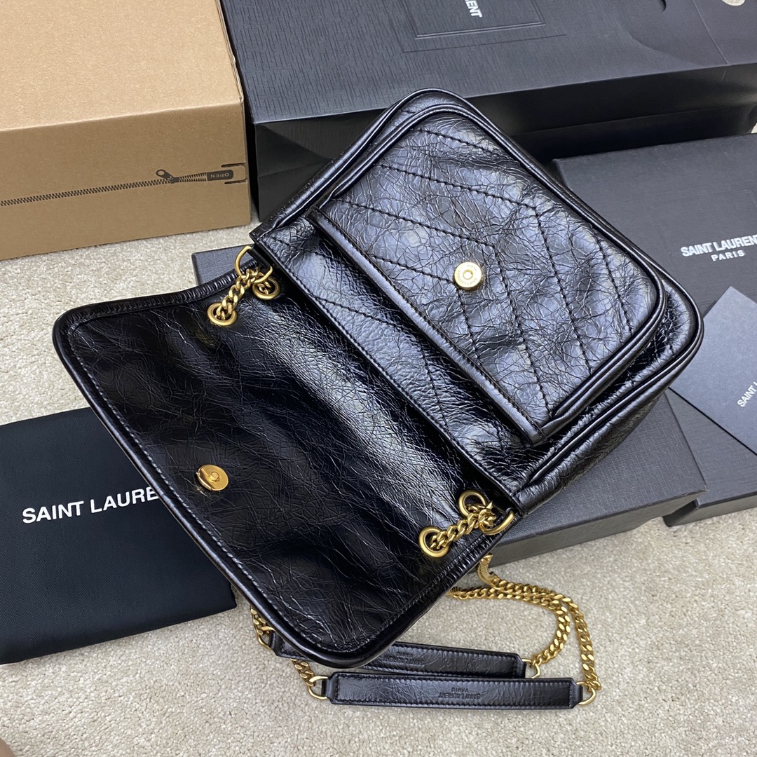 Saint Laurent Niki Baby Black Leather Shoulder Bag, 22cm 7 i1654765504 3274 4
