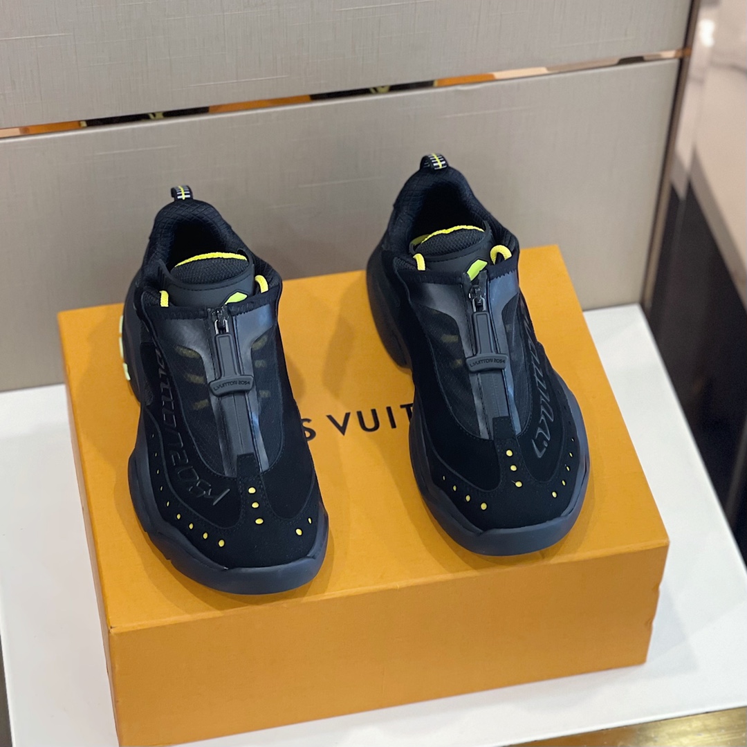 Louis Vuitton Shoes Sneakers Men Chamois Cowhide Fabric Rubber Sweatpants