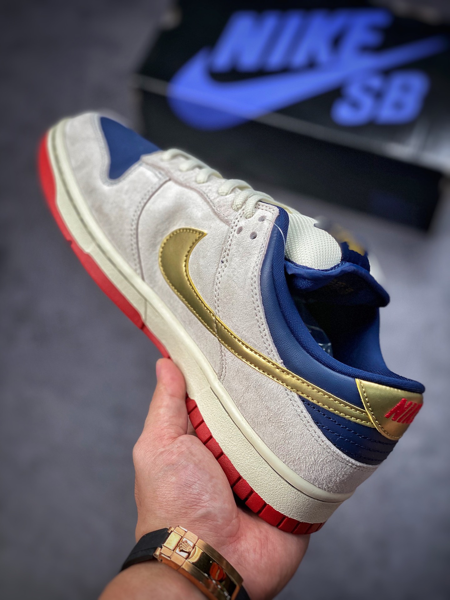 Nike Dunk SB Low White Blue Gold Factory Pure Original 304292-272