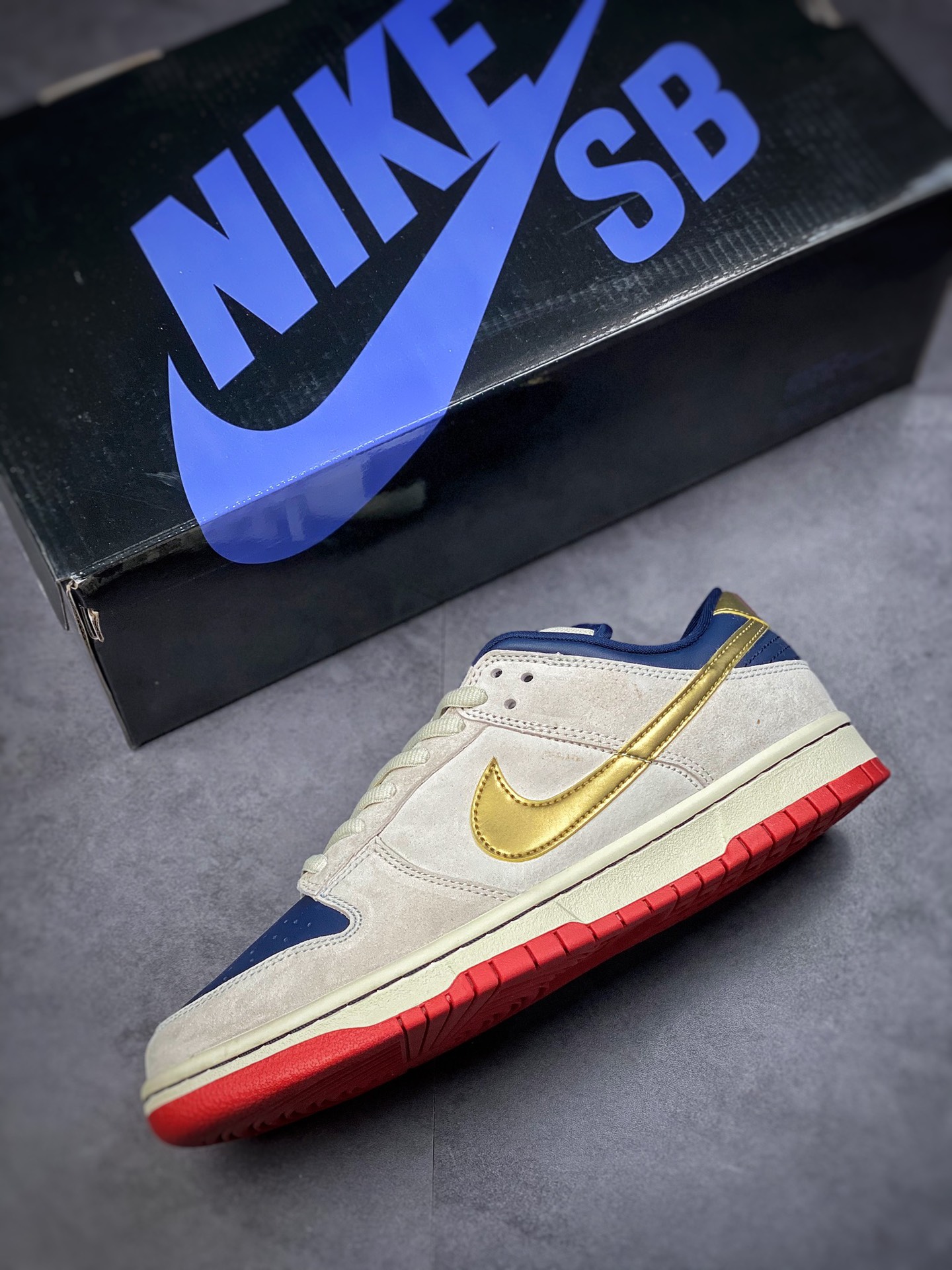 Nike Dunk SB Low White Blue Gold Factory Pure Original 304292-272