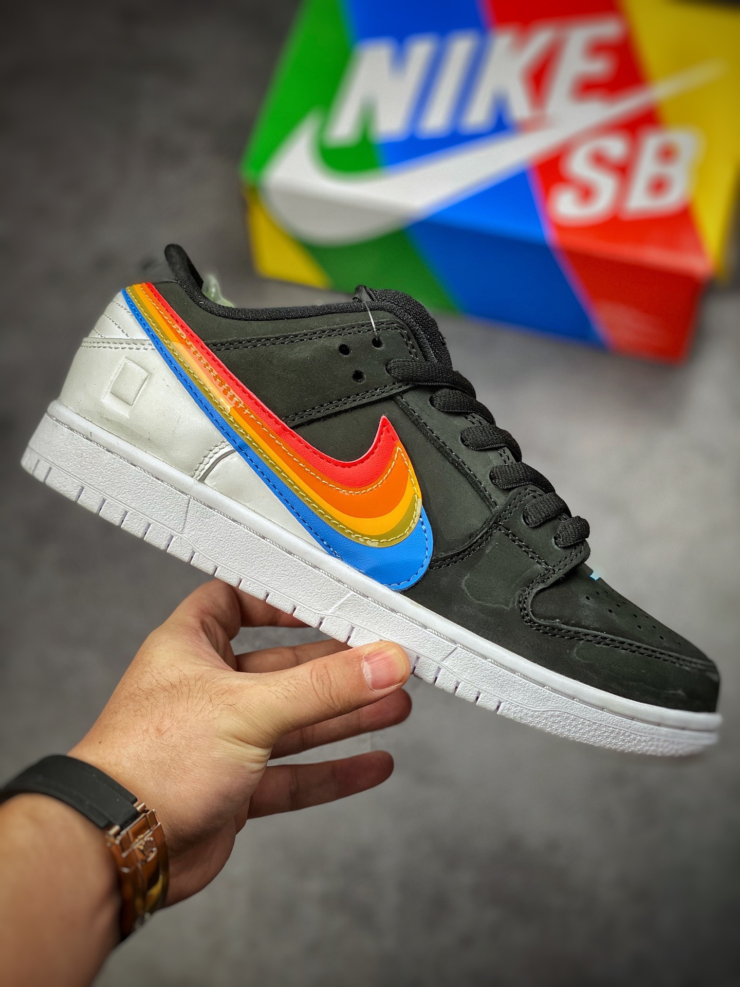 350 Nike Dunk SB Low 黑彩虹 大厂纯原出品 DH7722-001
