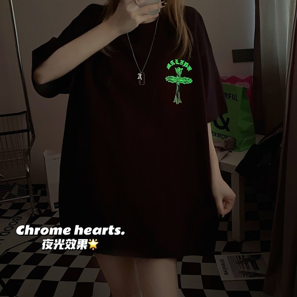 Chrome Hearts Clothing T-Shirt Black White Printing Unisex Short Sleeve