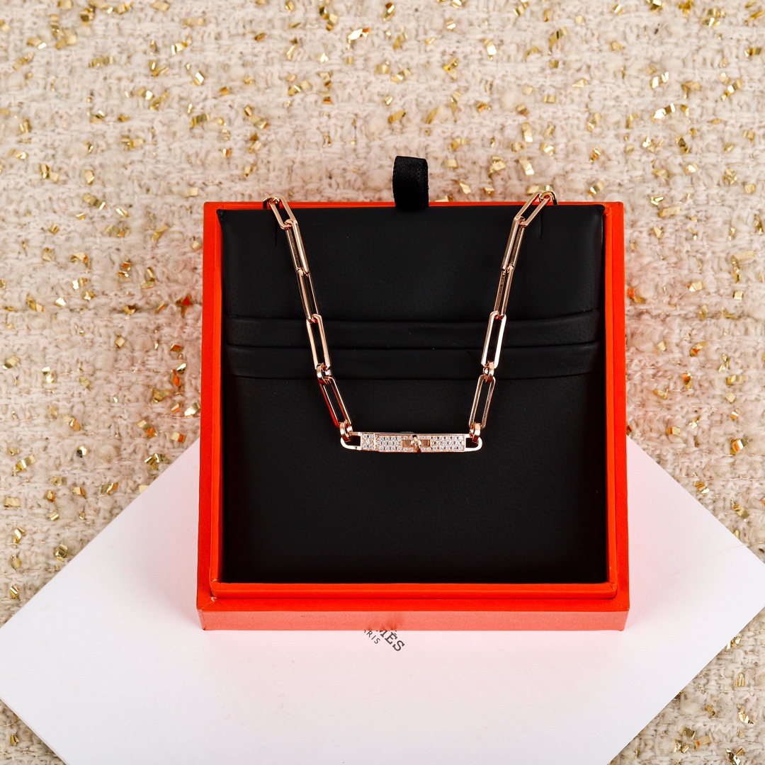 Pulsera Hermes Kelly Chaine Oro rosa con pavé de diamantes ST