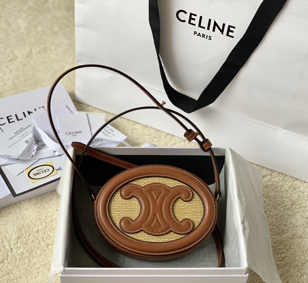 CELINE赛琳经典编织搭配牛皮小月饼包101703