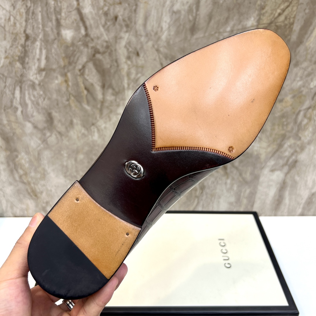 Gucci Men's Dress Shoes - Crocodile Pattern Leather Oxford Shoes Size 39-44 10 i1654794092 1383 8