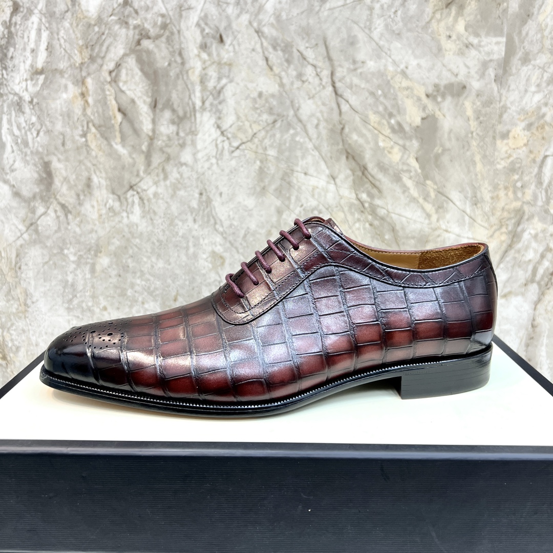 Gucci Men's Dress Shoes - Crocodile Pattern Leather Oxford Shoes Size 39-44 5 i1654794092 5497 3