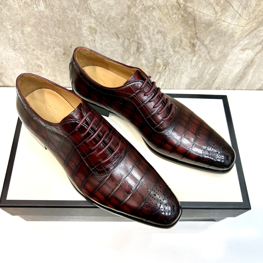 Gucci Men's Dress Shoes - Crocodile Pattern Leather Oxford Shoes Size 39-44 6 i1654794092 6516 4
