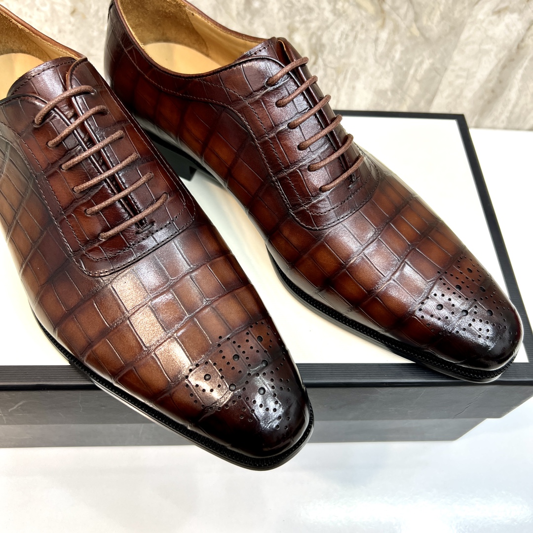 Gucci Men's Brown Leather Oxford Dress Shoes, Sizes 39-44 8 i1654794157 3025 6