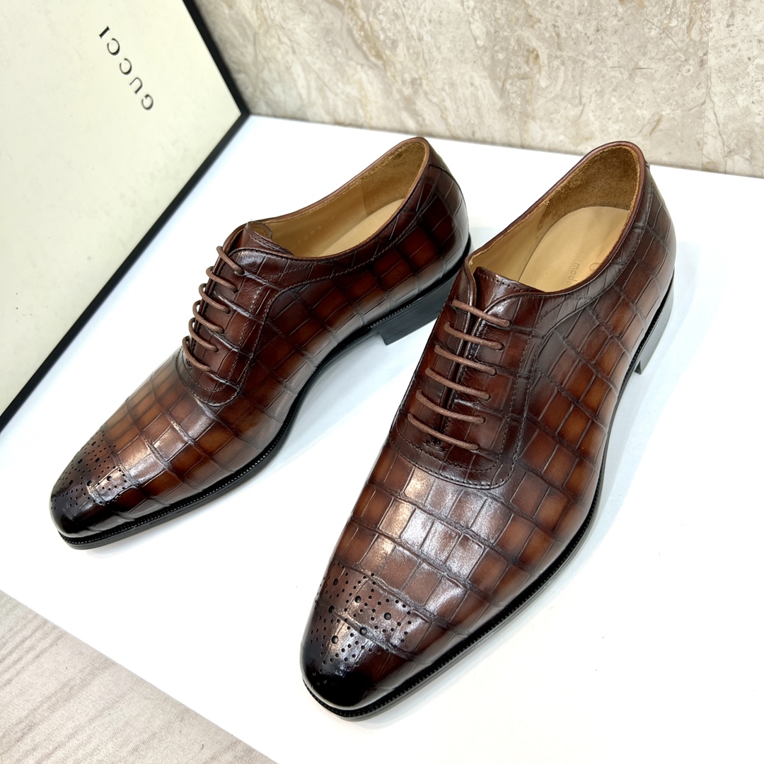 Gucci Men's Brown Leather Oxford Dress Shoes, Sizes 39-44 4 i1654794157 4813 2
