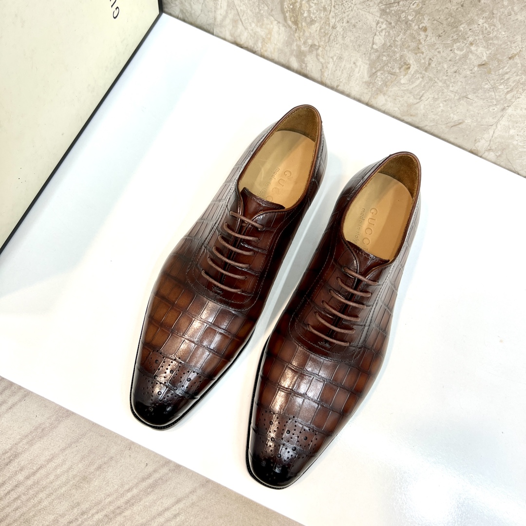 Gucci Men's Brown Leather Oxford Dress Shoes, Sizes 39-44 2 i1654794157 8512 0