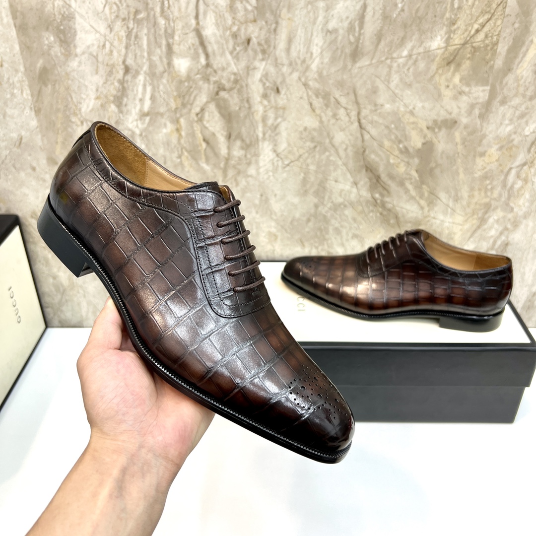 Gucci Men's Brown Leather Lace-Up Oxford Dress Shoes - Sizes 39-44 7 i1654794234 2971 5