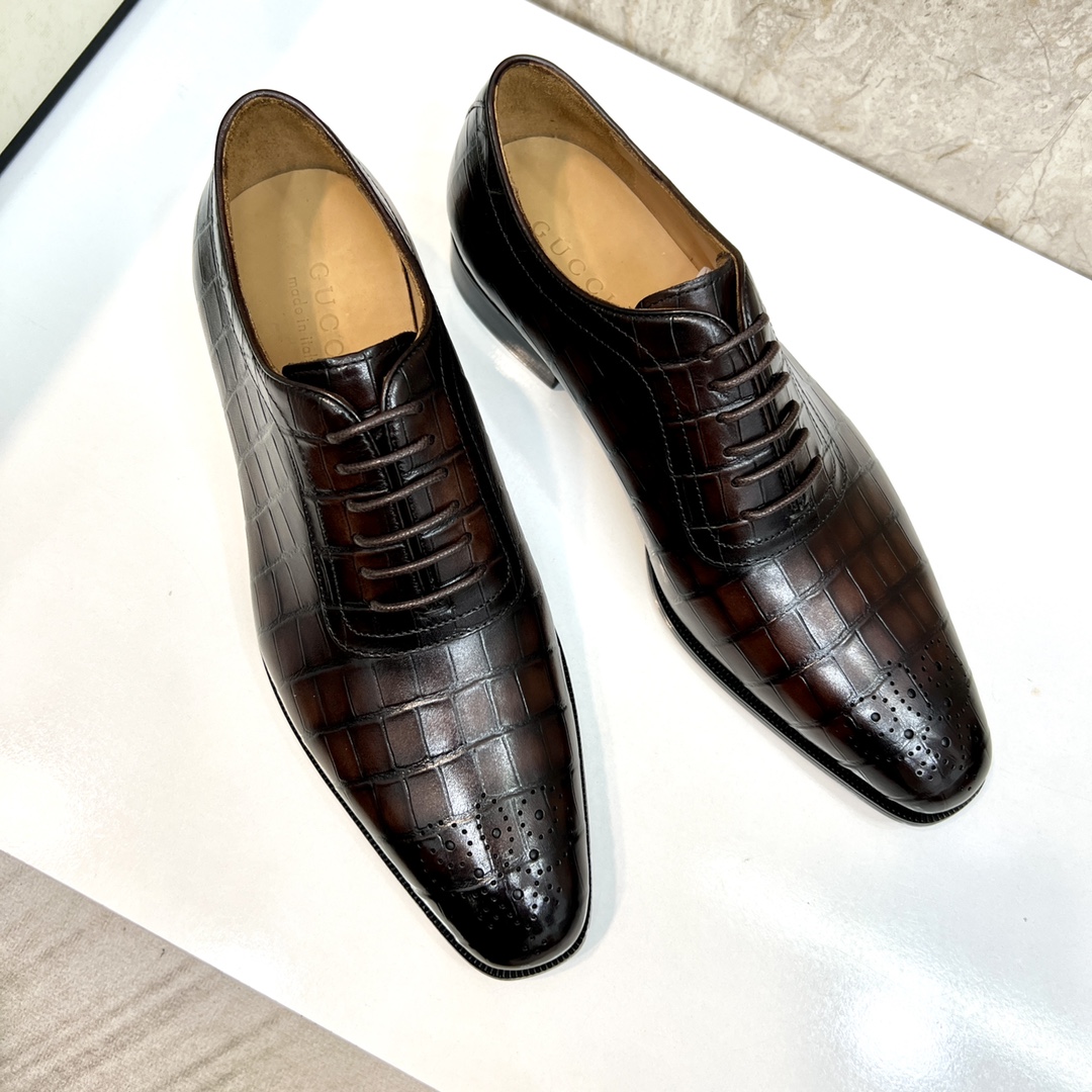 Gucci Men's Brown Leather Lace-Up Oxford Dress Shoes - Sizes 39-44 3 i1654794234 5025 1