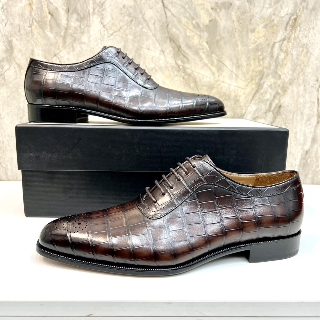 Gucci Men's Brown Leather Lace-Up Oxford Dress Shoes - Sizes 39-44 8 i1654794234 7217 6