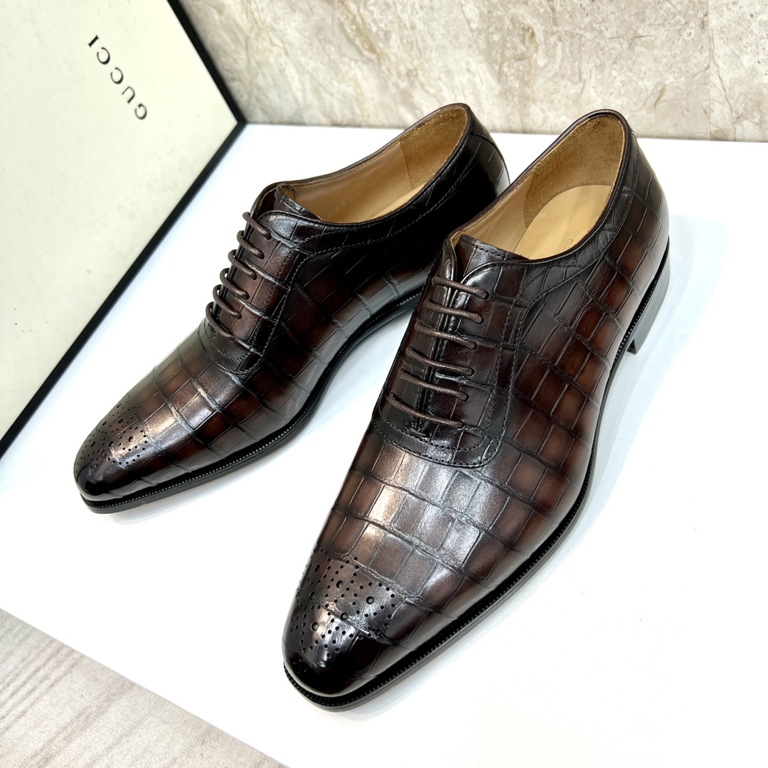 Gucci Men's Brown Leather Lace-Up Oxford Dress Shoes - Sizes 39-44 4 i1654794234 790 2