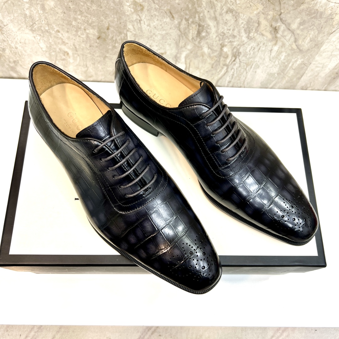 Gucci Men's Black Leather Oxford Dress Shoes 6 i1654794300 7050 4