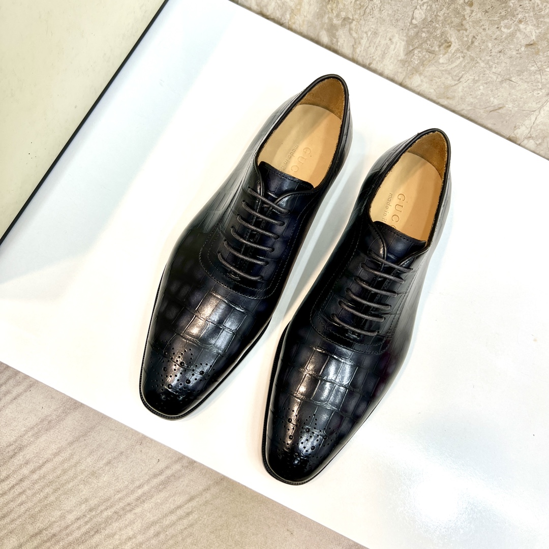 Gucci Men's Black Leather Oxford Dress Shoes 2 i1654794300 9875 0