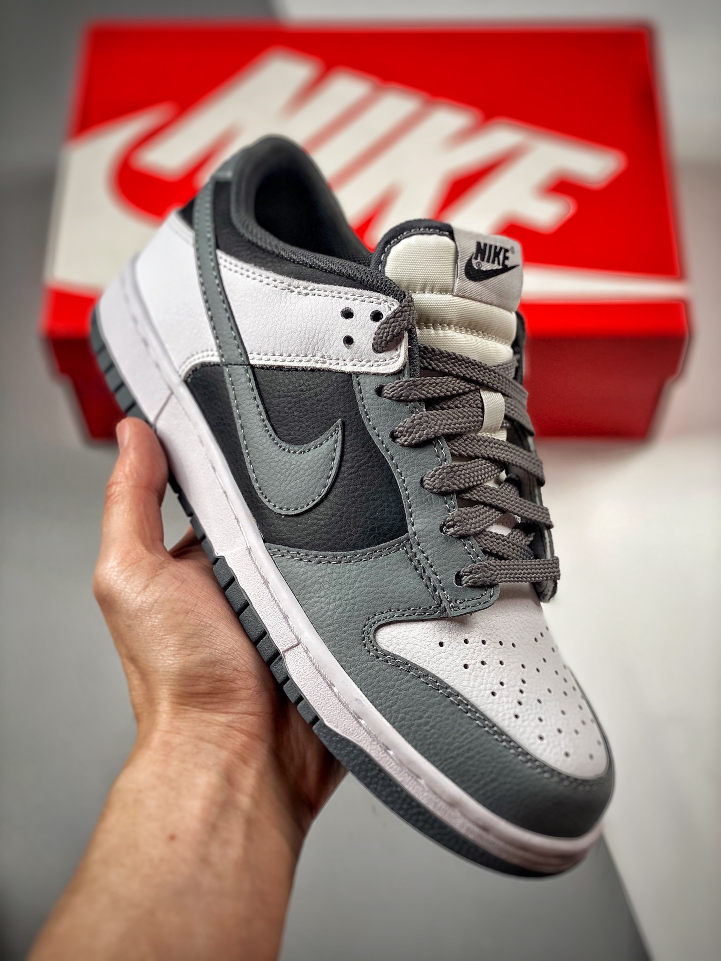-2 Nk Dunk SB Low gris, blanco y negro, producción original de fábrica grande, fotos reales de estreno, material de cap…