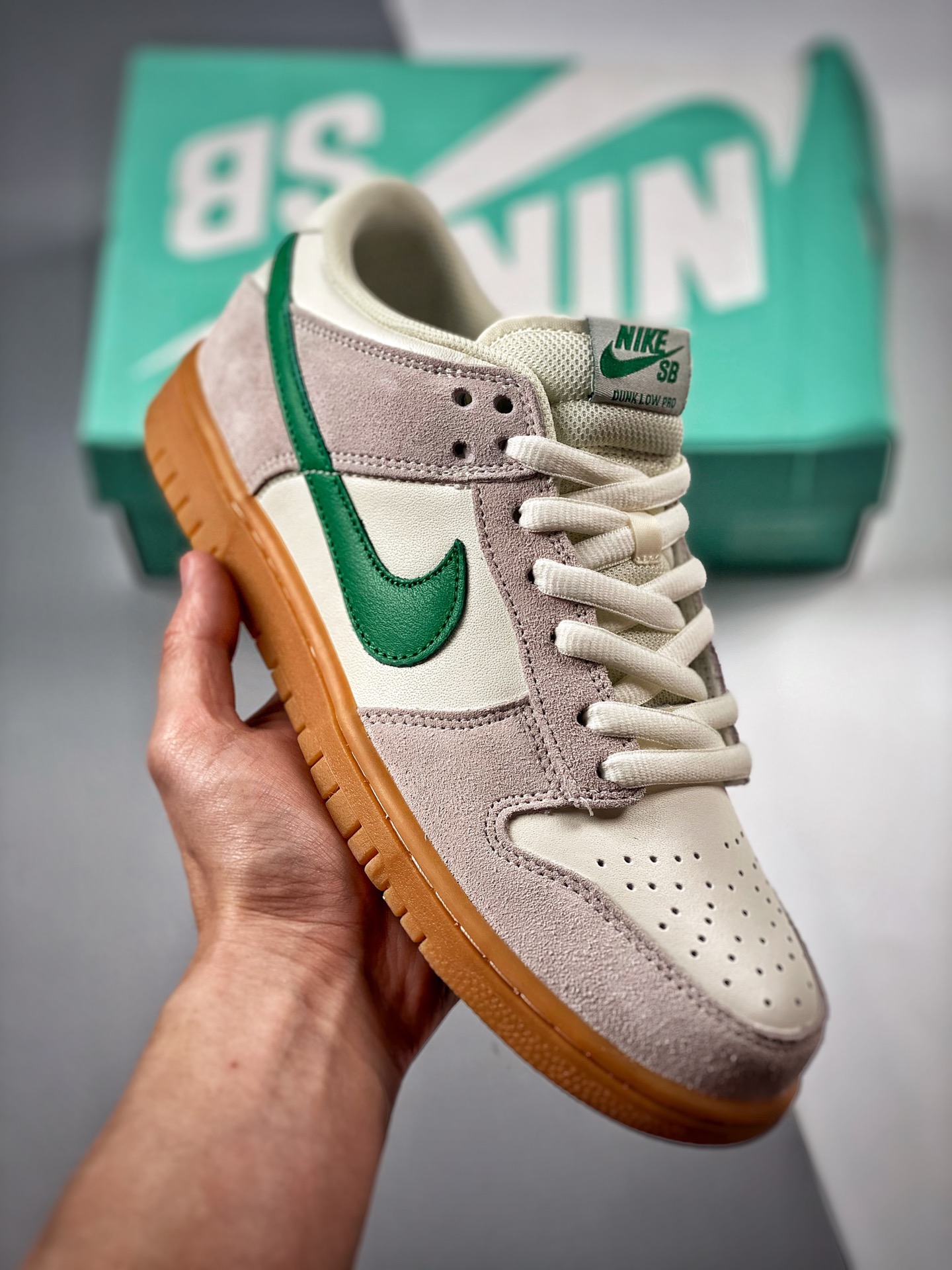 -2 Nk Dunk SB Low gris y verde, producción original de fábrica, fotos reales de estreno, material de primera capa origi…