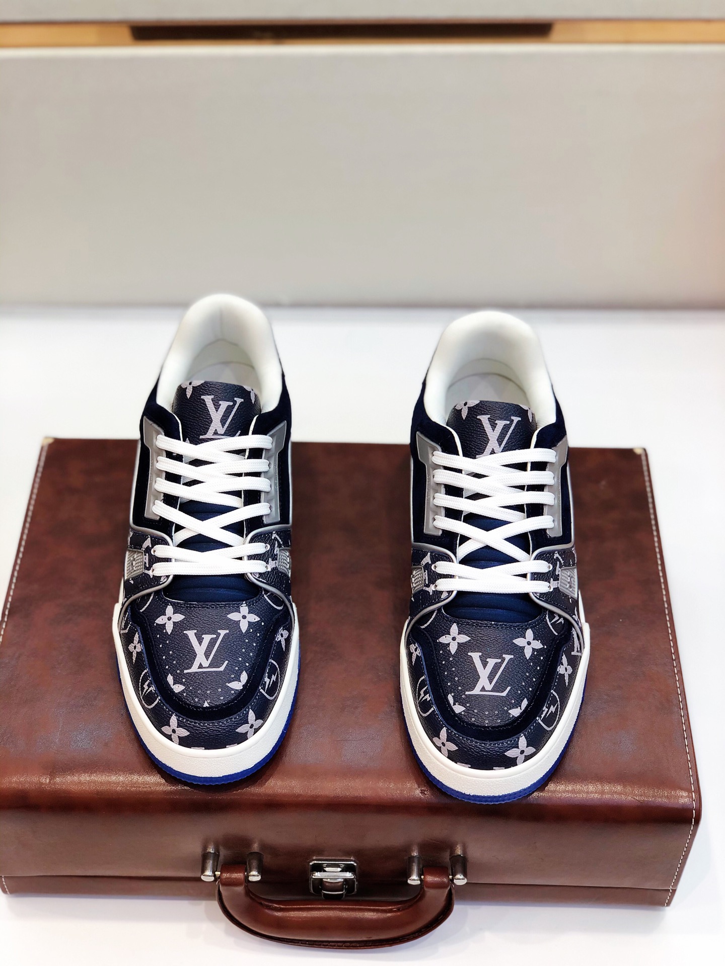 Louis Vuitton Shoes Sneakers Lychee Pattern Cowhide Denim Sweatpants