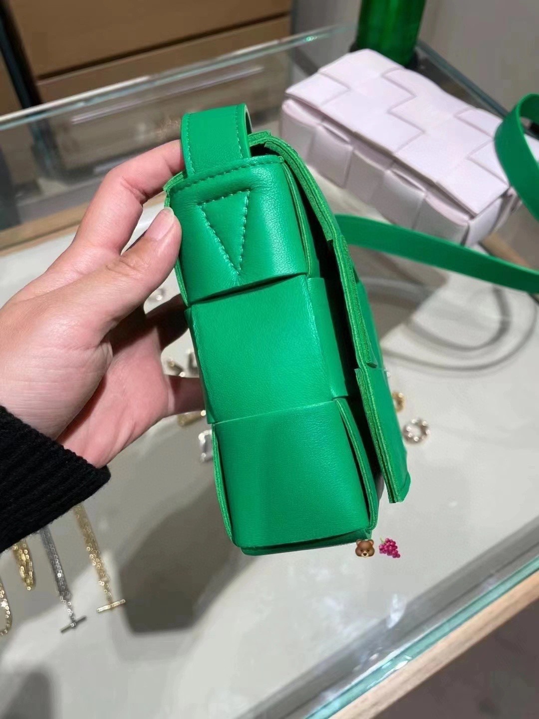Bottega Veneta CASSETTE 23CM 编织皮革方盒斜挎包 578004鹦鹉绿