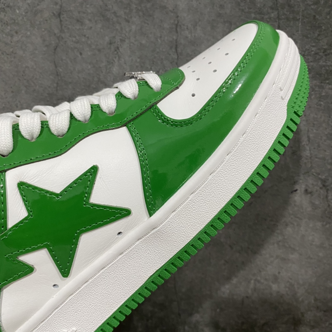 图片[6]-M版纯原 Bape Sta To Low 猿人头低帮运动休闲板鞋 白绿漆皮 市售最高版本 原鞋开发 匠心打造 开发时长超过半年 鞋面内里均采用市场最好的头层牛皮 原数据进口机台高频印压LOGO 中底嵌入Ortholite缓震材质 全套包装 包含猿人logo定制防尘袋 定制迷彩鞋垫一副 尺码：36 38 40 41 42 42.5 43 44 45-选品中心