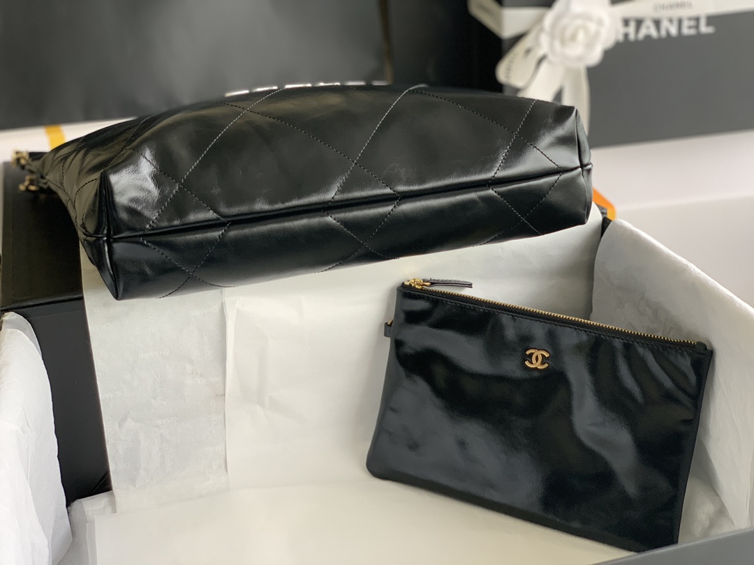 顶级货_法国高端定制品Chane1AS3260#Chanel2022新品油蜡皮小胎牛皮索口购物袋独家实拍