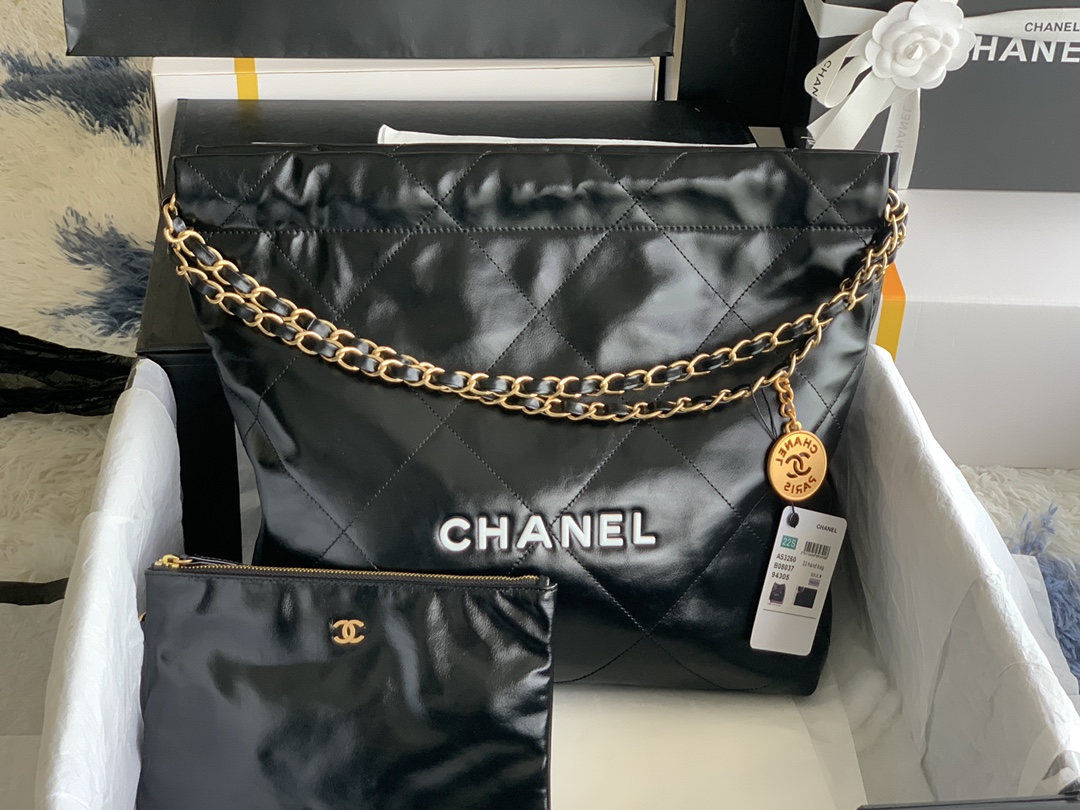 顶级货_法国高端定制品Chane1AS3260#Chanel2022新品油蜡皮小胎牛皮索口购物袋独家实拍