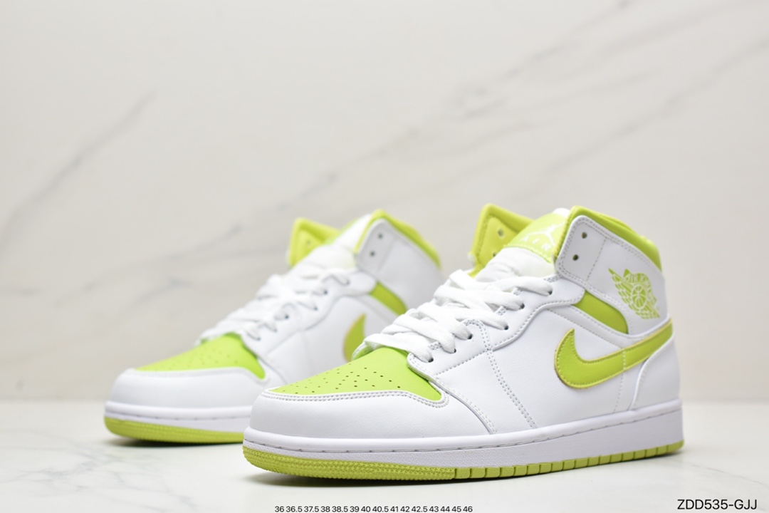 230 Air Jordan 1 Mid White Lime 白绿货号BQ6472-131