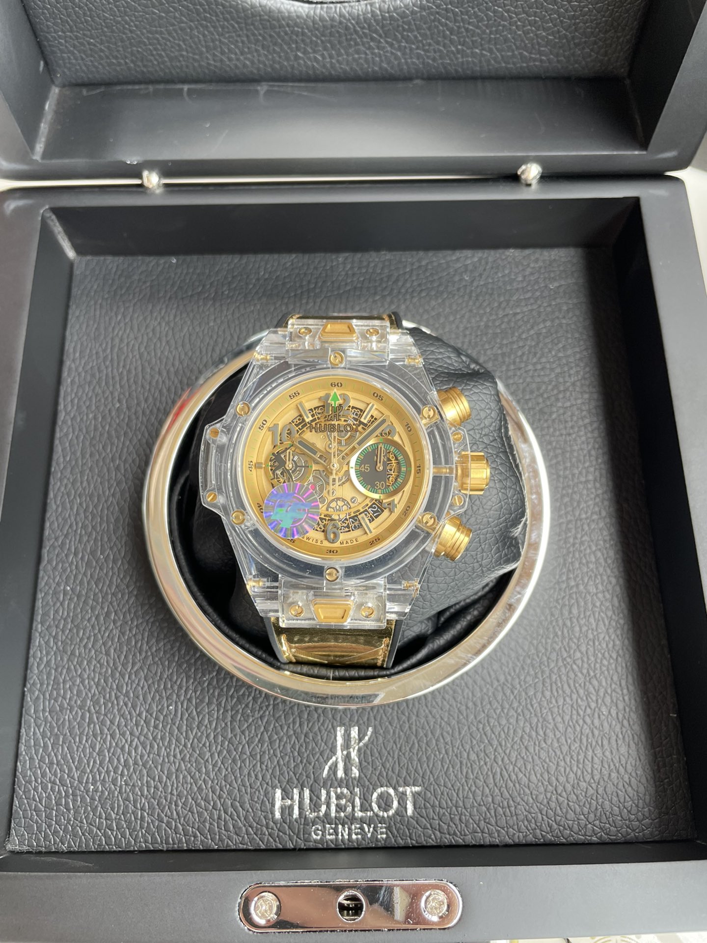 Hublot Big Bang שעונים כחול עבודה פתוחה גומא 7750 Movement חגורת