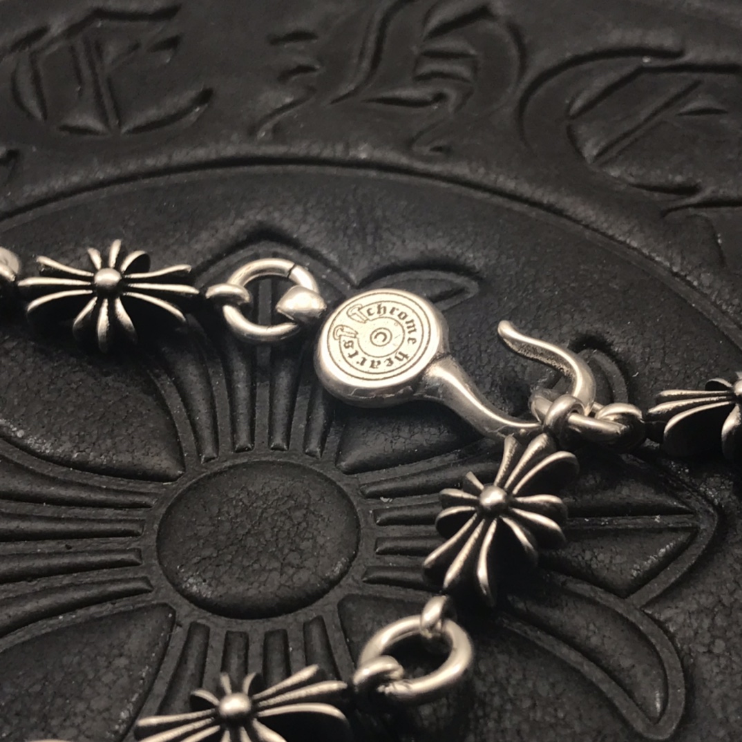 Chrome Hearts 高版本克罗心长十字花手链， 马蹄扣，细节到位，刻字清晰，尺寸17至23可选