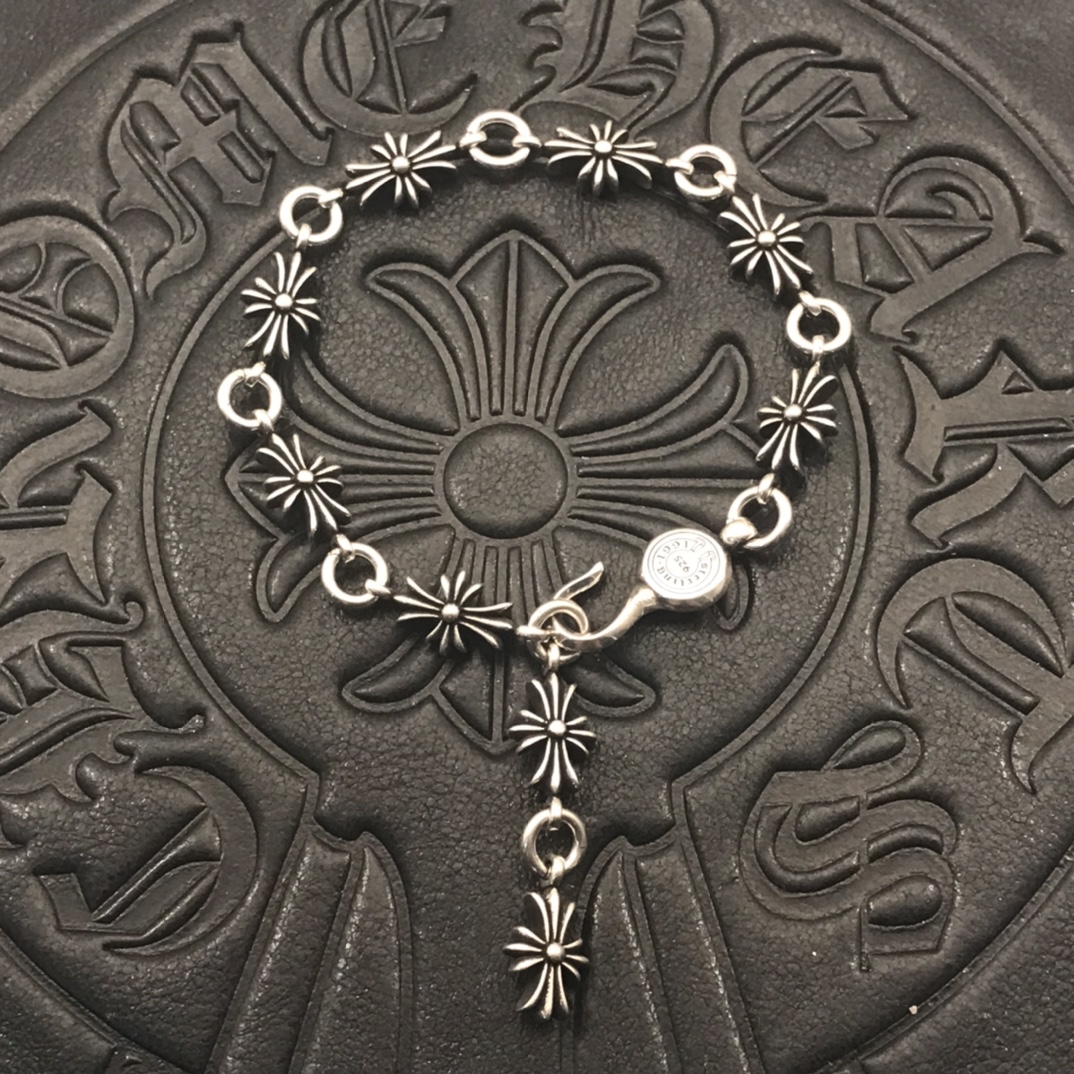 Chrome Hearts 高版本克罗心长十字花手链， 马蹄扣，细节到位，刻字清晰，尺寸17至23可选
