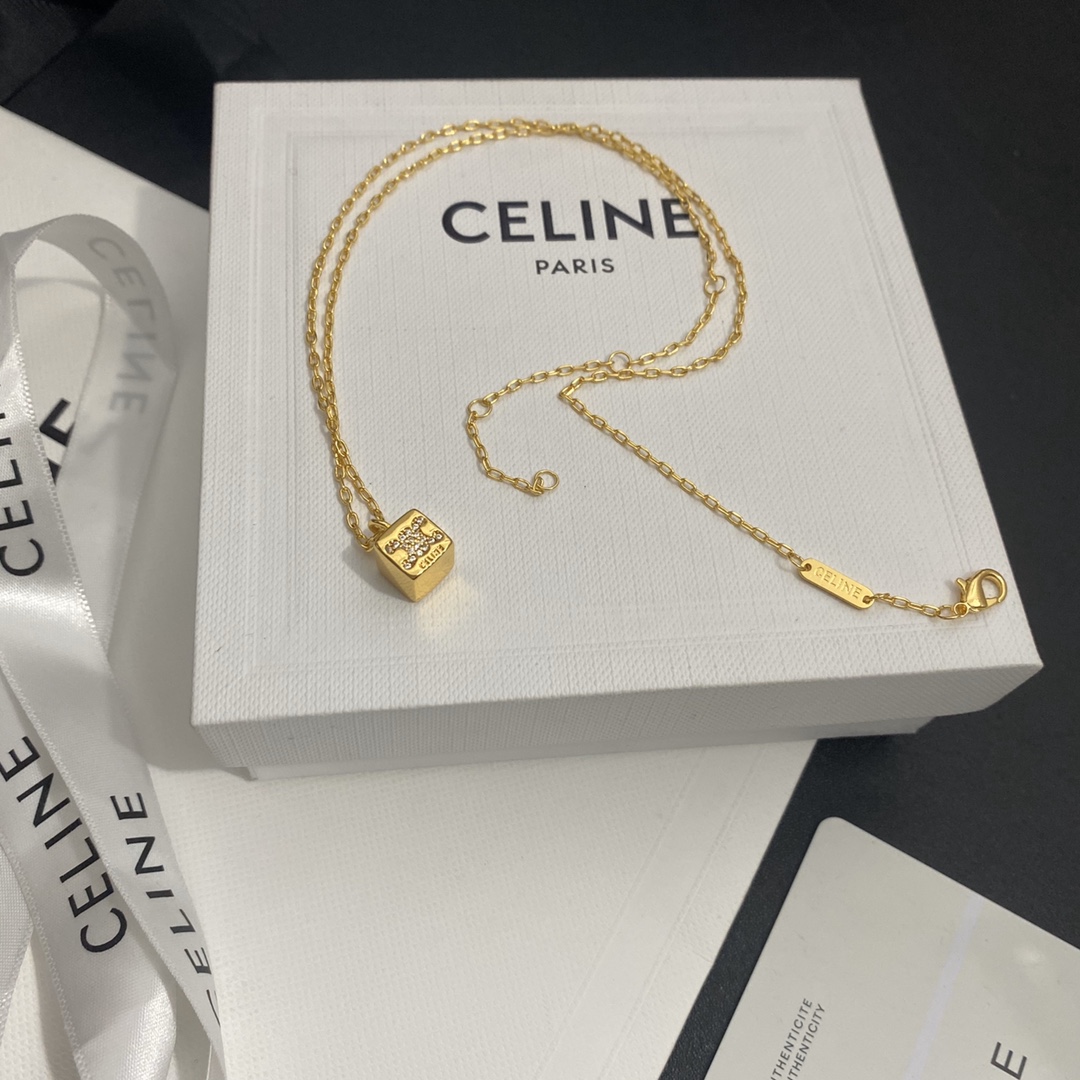 Celine Mirrored Pendant Necklace: Reflective Surface with Engraving 7 a1655026278227 0541