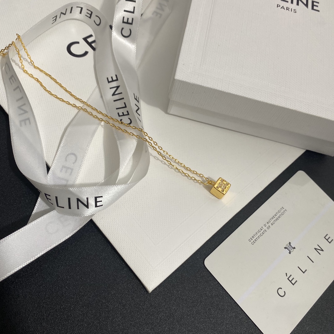 Celine Mirrored Pendant Necklace: Reflective Surface with Engraving 8 a1655026278228 0386