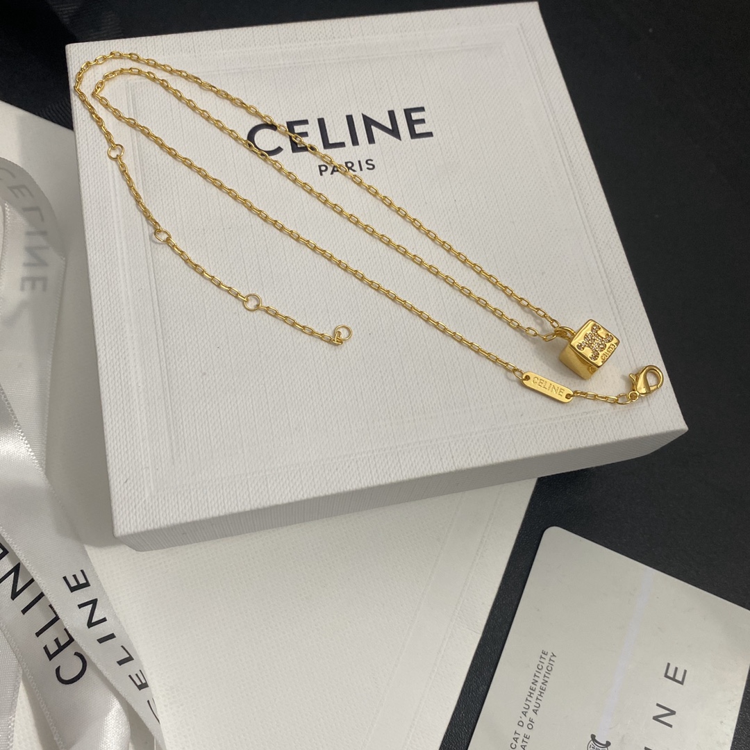 Celine Mirrored Pendant Necklace: Reflective Surface with Engraving 9 a1655026278230 0140